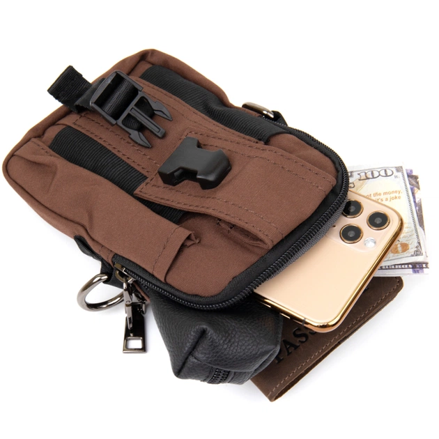 Сумка Vintage На пояс нейлон Коричневая (20648) - изображение 6