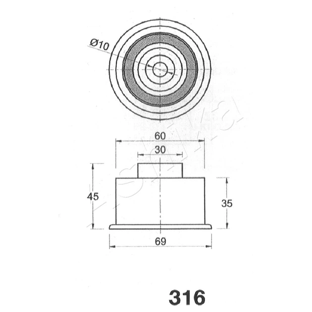 Ролик натягувача ременя ASHIKA 45-03-316 - picture 2