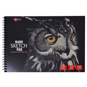 Альбом для малювання Santi з чорним папером А5, 32 листа (742609) зображення 1