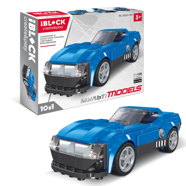 Конструктор iBlock Мульті models Машинка синя (PL-920-29) - изображение 1