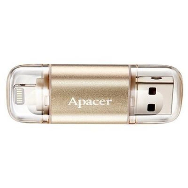USB флеш накопичувач Apacer 32GB AH190 Gold USB 3.1/Lightning (AP32GAH190C-1) - зображення 1