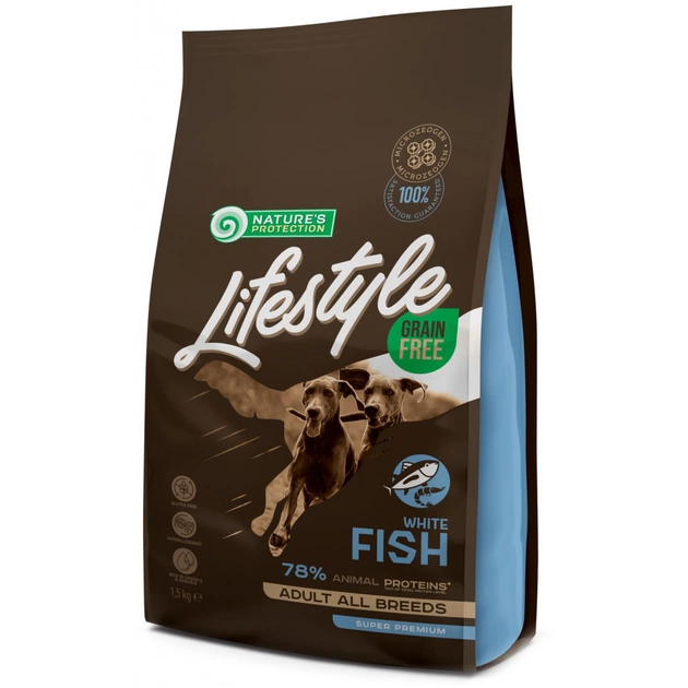 Сухой корм для собак Nature's Protection Lifestyle Grain Free White Fish Adult All Breeds 1.5 кг (NPLS45684) - изображение 1