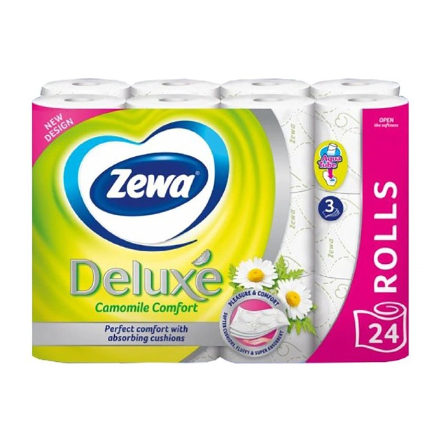 Туалетний папір Zewa Deluxe Ромашка 3 шари 24 рулони (7322541171722) - изображение 1
