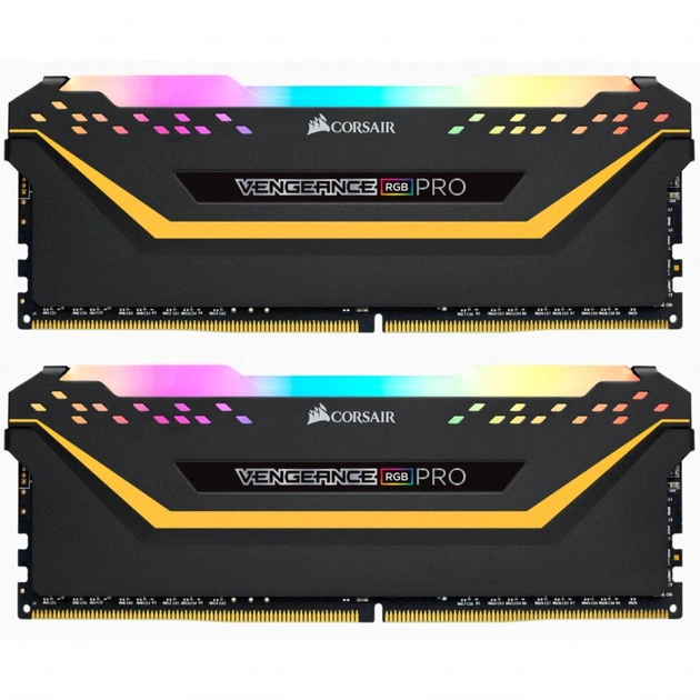 Модуль пам'яті для комп'ютера DDR4 16GB (2x8GB) 3600 MHz Vengeance RGB Pro Black Corsair (CMW16GX4M2C3600C18) - изображение 1
