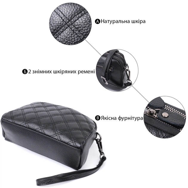 Сумка Vintage З натуральної шкіри Чорна (22807) - зображення 4