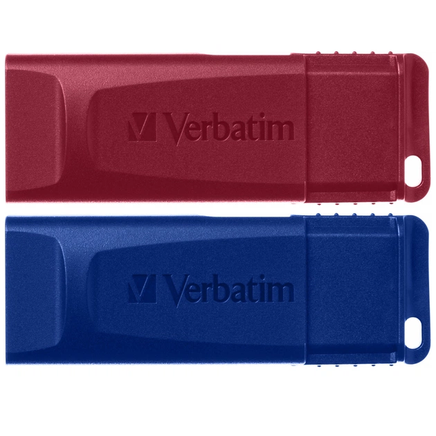 USB флеш накопитель Verbatim 2x32GB Store'n'Go Slider Red/Blue USB 2.0 (49327) - изображение 1