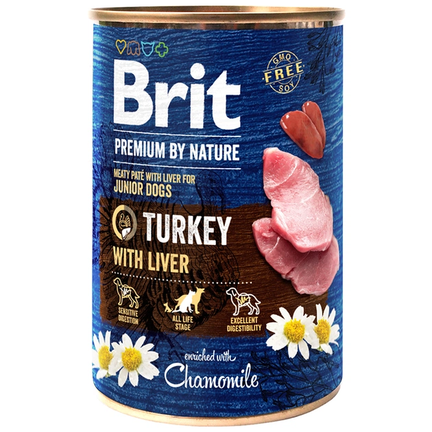 Консерви для собак Brit Premium by Nature індичка з індичою печінкою 800 г (8595602538577) - зображення 1