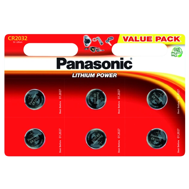 Батарейка Panasonic CR 2032 Lithium * 6 (CR-2032EL/6B) - зображення 1