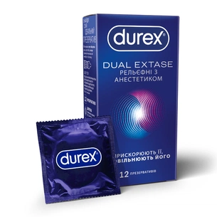 Презервативы Durex Dual Extase рельефные с анестетиком 12 шт. (5052197053432) изображение 1