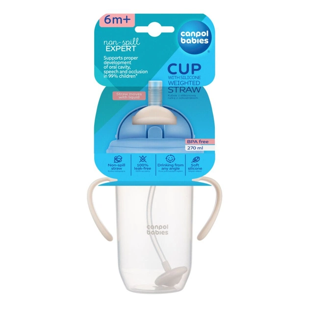 Поильник-непроливайка Canpol babies з трубочкою і обтяжувачем, 270 мл, кремова (56/623_cre) - изображение 5