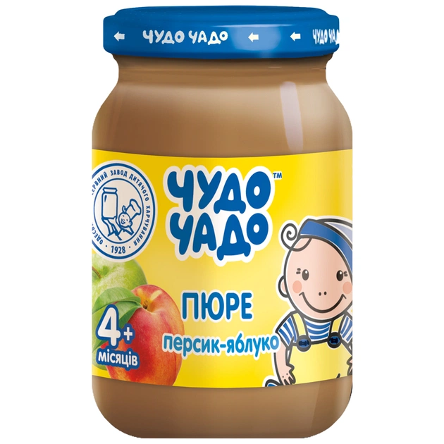 Дитяче пюре Чудо-Чадо Персик та яблуко з 4 місяців 170 г (4820003688274) - зображення 1