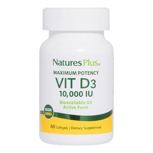 Вітамін Natures Plus Вітамін D3, 10 000 МЕ, Nature's Plus, 60 гелевих капсул (NAP-01048) зображення 1