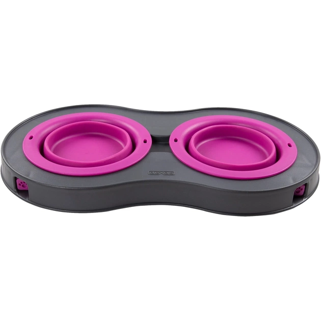 Посуд для собак Dexas Миска подвійна на складній підставці 240 мл пурпурна (0084297308988) - picture 4