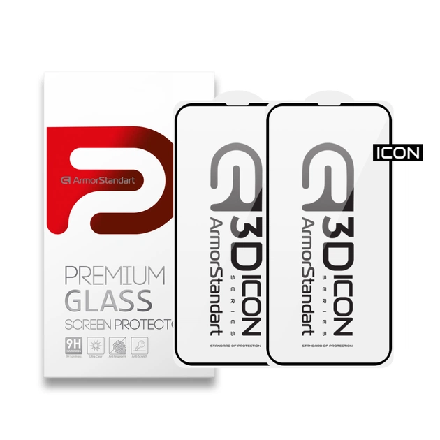 Скло захисне Armorstandart Kit Icon 3D iPhone 13 / 13 Pro Black 2pcs (ARM62764) - зображення 1