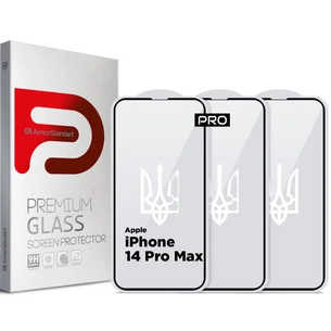 Скло захисне Armorstandart Pro 3D LE Apple iPhone 14 Pro Max Black 3 шт (ARM77602) зображення 1