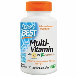 Мультивітамін Doctor's Best Мультивітаміни без Заліза, Quatrefolic, 90 гелевих капсул (DRB-00300) зображення 1
