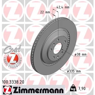 Гальмівний диск ZIMMERMANN 100.3338.20 зображення 1