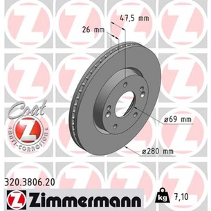 Гальмівний диск ZIMMERMANN 320.3806.20 зображення 1