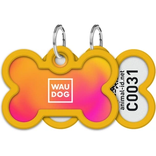 Адресник для тварин WAUDOG Smart ID з QR паспортом "Градієнт помаранчевий", кістка 40х28 мм (231-4035) зображення 1