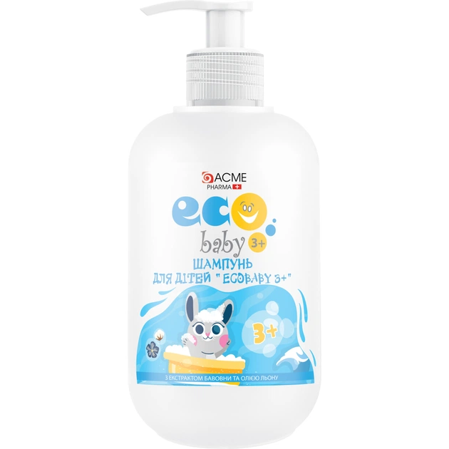 Детский шампунь EcoBaby 3+ з екстрактом бавовни й олією льону 500 мл (4820000308687) - изображение 1