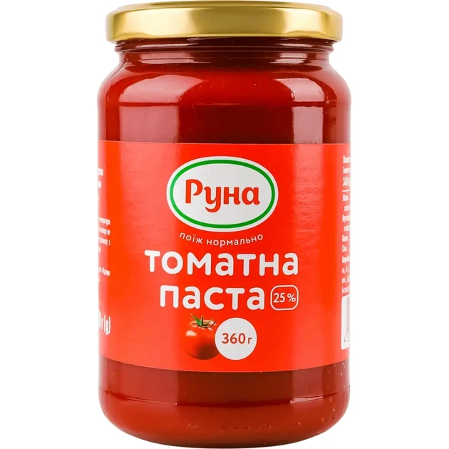 Соус Руна Томатна паста з вмістом сухих речовин 25% 360 г (4820015948267) - изображение 1