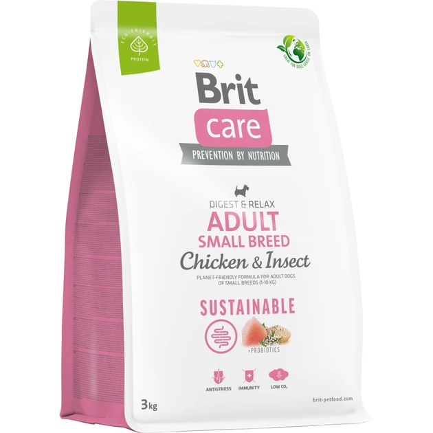 Сухий корм для собак Brit Care Dog Sustainable Adult Small Breed з куркою та комахами 3 кг (8595602558667) - зображення 1