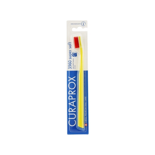 Зубна щітка Curaprox CS 3960 Super Soft Суперм'яка D 0.12 мм Жовта з червоною щетиною (CS 3960-05) - зображення 1