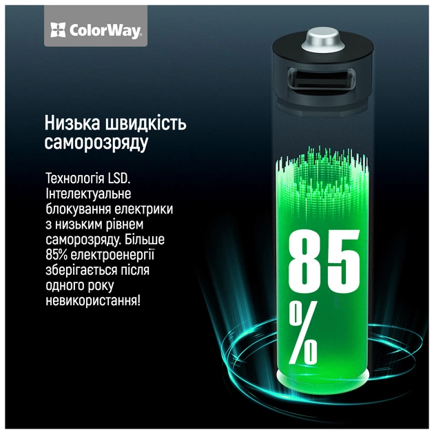 Акумулятор ColorWay AA USB-С 2220 mAh 1.5V (2шт) (Li-Polymer) (CW-UBAA-10) - зображення 11