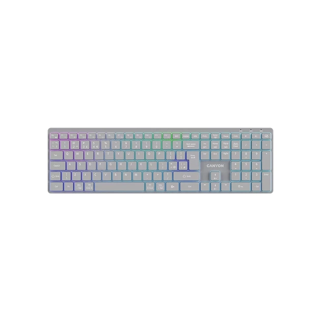 Клавіатура Canyon HKB-W11 Slim Dual Mode Wireless/Bluetooth RGB UA Grey (CNS-HBTK11G) - зображення 1