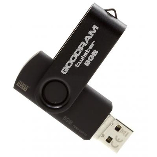 USB флеш накопичувач Goodram 8GB TWISTER Black clip USB 2.0 (UTS2-0080KKR11) - зображення 1
