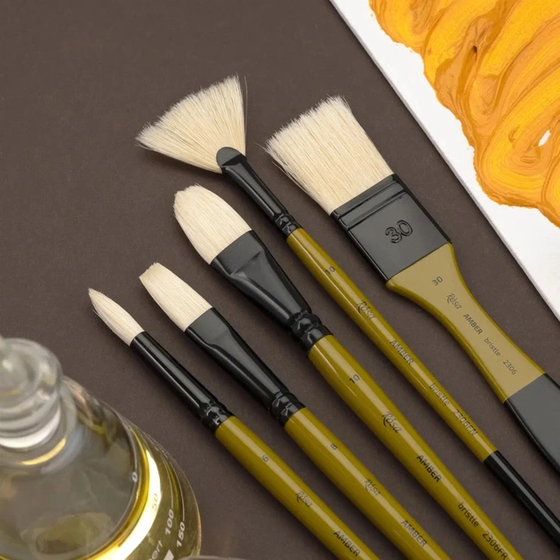 Пензлик для малювання Rosa Щетина овальна, AMBER 2306FR, №12 (4823098533399) - picture 4