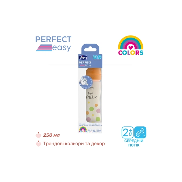 Пляшечка для годування Chicco Perfect Easy силіконова, від 2 міс., середній потік 250 мл (20243.10) - picture 6