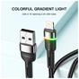 Дата кабель USB 2.0 AM to Lightning 2.0m 2.4A LED black Essager (EXCL-XCDA01) - зменшене зображення 4