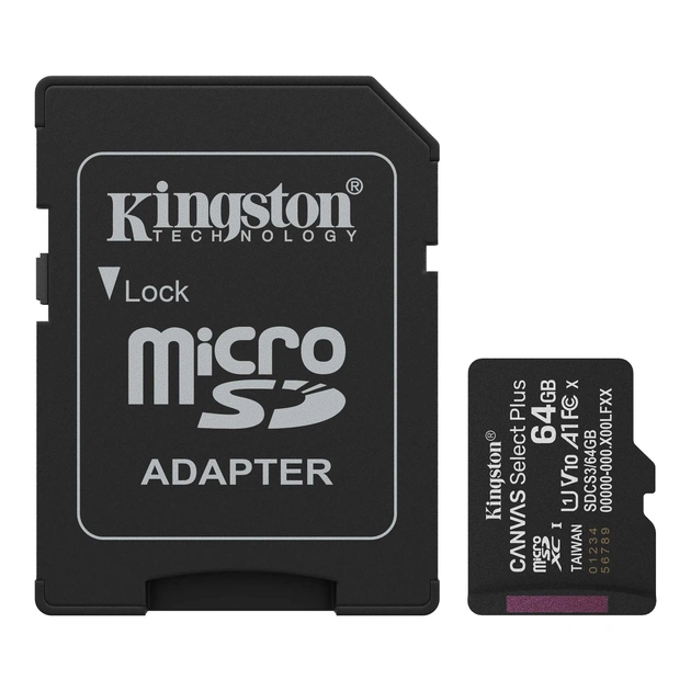 Карта памяти Kingston 64GB microSDXC class 10 UHS-I V10 A1 Canvas Select Plus (SDCS3/64GB) - изображение 1