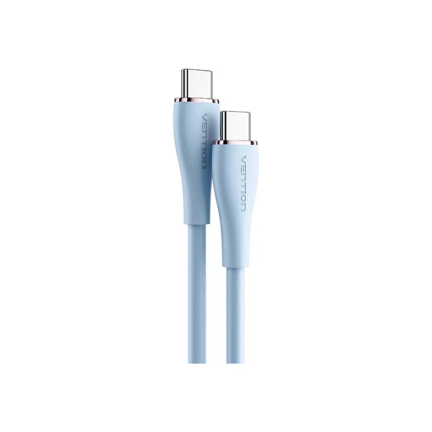Дата кабель USB-C to USB-C 1.0m USB2.0 100W (20V/5A) Light Blue Silicone Vention (TAWSF) - picture 2
