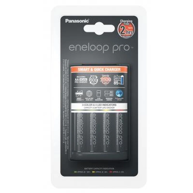Зарядний пристрій для акумуляторів Panasonic Smart-Quick Charger+Eneloop Pro +4*AA 2500 mAh NI-MH (K-KJ55HCD40E) - зображення 1