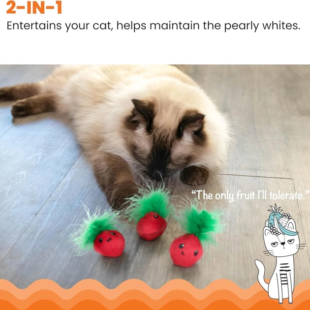 Іграшка для котів Catstages Полунички з пір'ям і м'ятою (0700603703949) - picture 4