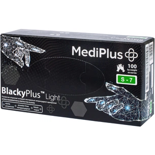 Медичні рукавички MediPlus BlackyPlus Light Нітрилові оглядові нестерильні неприпудрені Чорні Розмір S 100 шт. (6970245754492) зображення 1