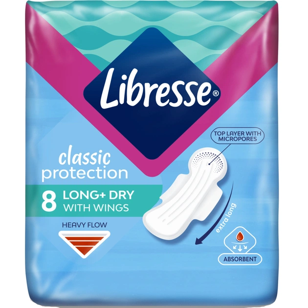Гігієнічні прокладки Libresse Classic Protection Long Dry 8 шт. (7322541233291) - изображение 1