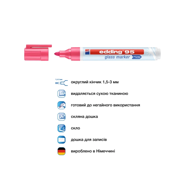 Маркер Edding Glass e-95 1,5-3 мм круглий рожевий (e-95/09) - picture 4