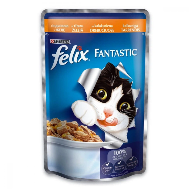 Вологий корм для кішок Purina Felix Fantastic в желе з індичкою 100 г (7613034441881) - изображение 1