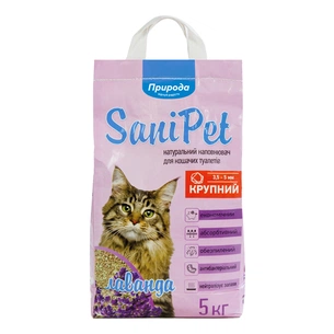 Наповнювач для туалету Природа Sani Pet бентонітовий великий з лавандою 5 кг (4823082407804) зображення 1