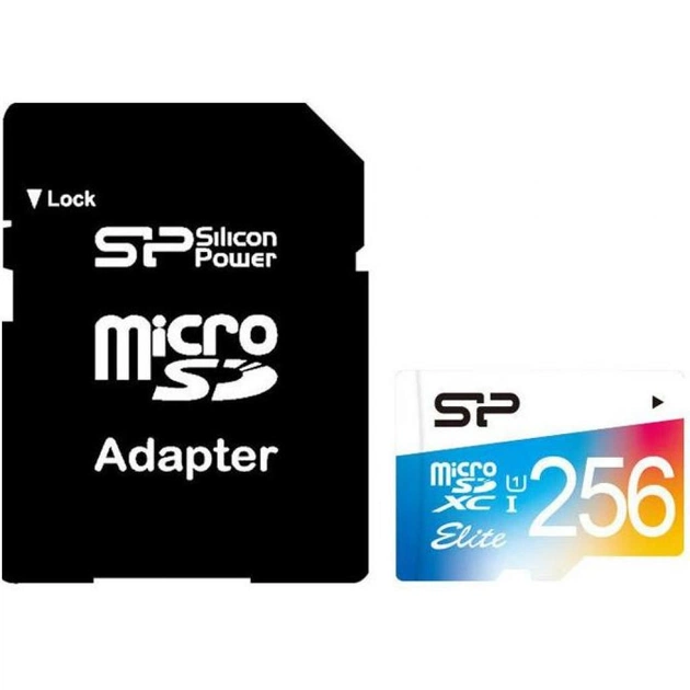 Карта пам'яті Silicon Power 256GB microSDXC class 10 UHS-I Elite Color (SP256GBSTXBU1V20SP) - изображение 1