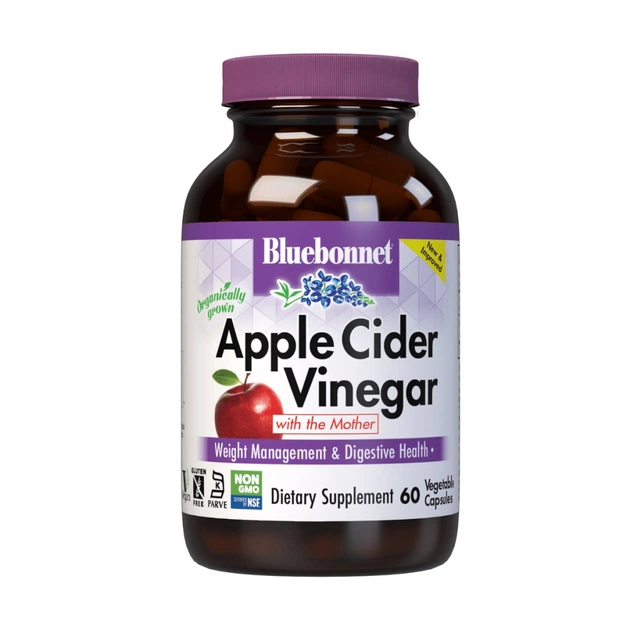 Трави Bluebonnet Nutrition Яблучний оцет, Apple cider vinegar, 60 вегетаріанських капсул (BLB0982) - зображення 1