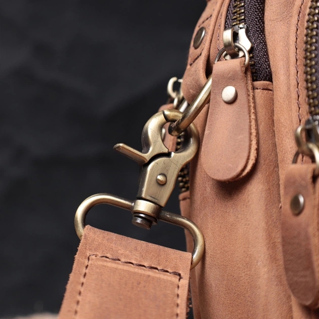 Сумка Vintage Винтажная для мужчин из натуральной кожи Коричневая (22811) - изображение 12