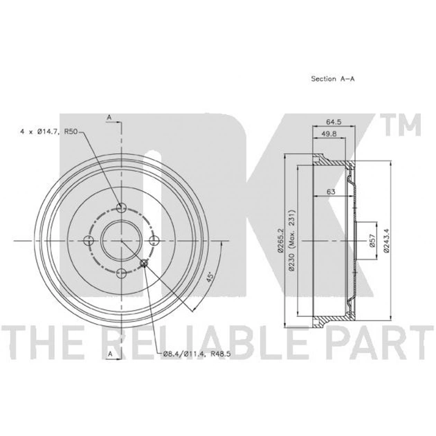 Гальмівний барабан NKTR 253614 - picture 3