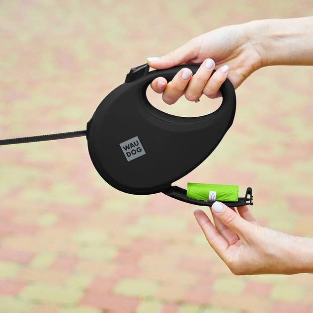 Повідець для собак WAUDOG R-leash з контейнером для пакетів L до 40 кг 5 м чорний (26291) - picture 6