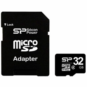 Карта пам'яті Silicon Power 32Gb microSDHC class 4 (SP032GBSTH004V10-SP) зображення 1