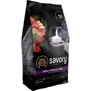 Сухий корм для собак Savory Medium Breed rich in Fresh Turkey and Lamb 1 кг (4820232630259) зображення 1