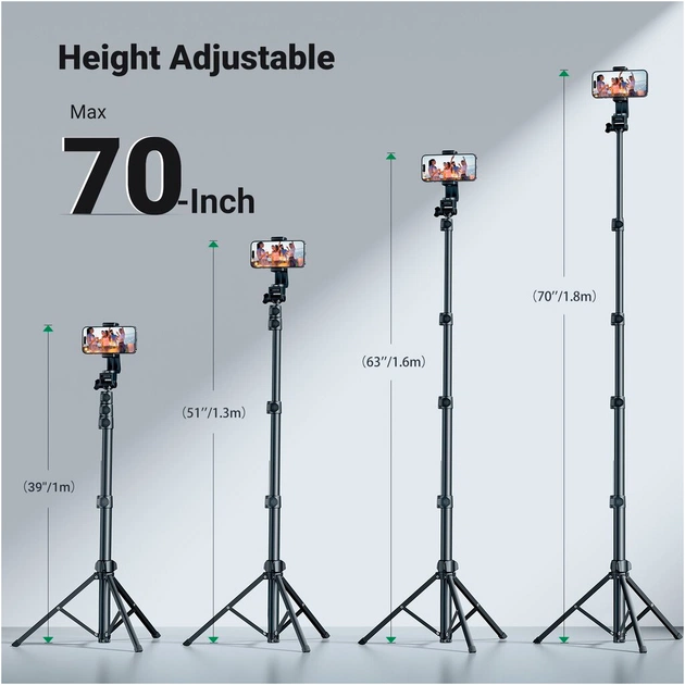Штатив Ugreen LP680 Selfie Stick Tripod with Bluetooth Remote Black (15609) - зображення 4